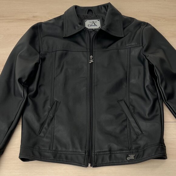 A Collezioni Italian Black Faux Leather Motorcycle Jacket Men’s XL European Chic - Picture 15 of 15